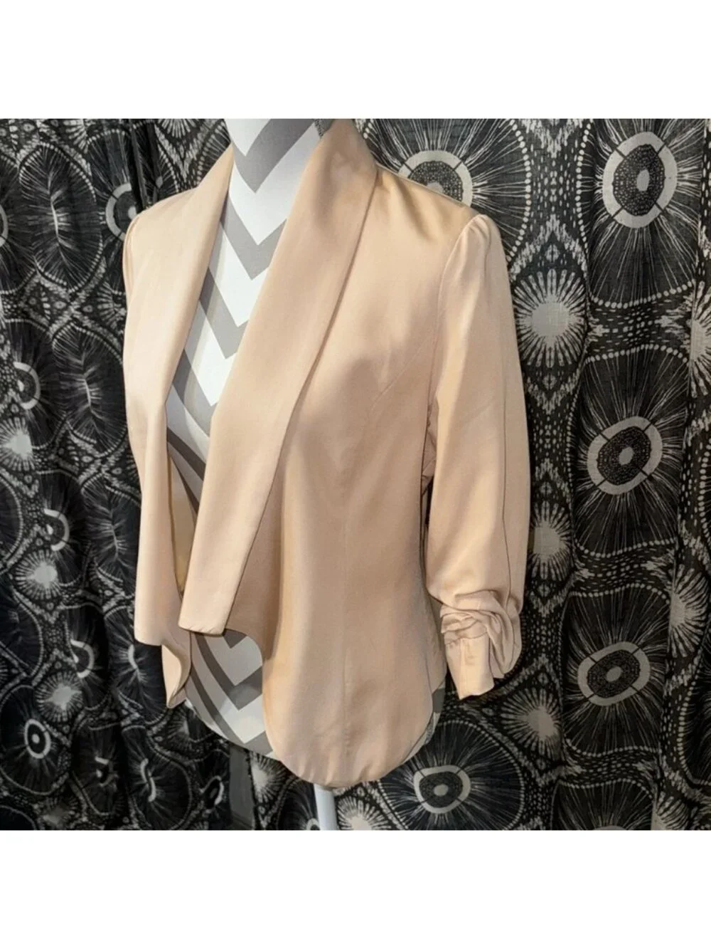 Pale Pink Velvet Heart Blazer - S
